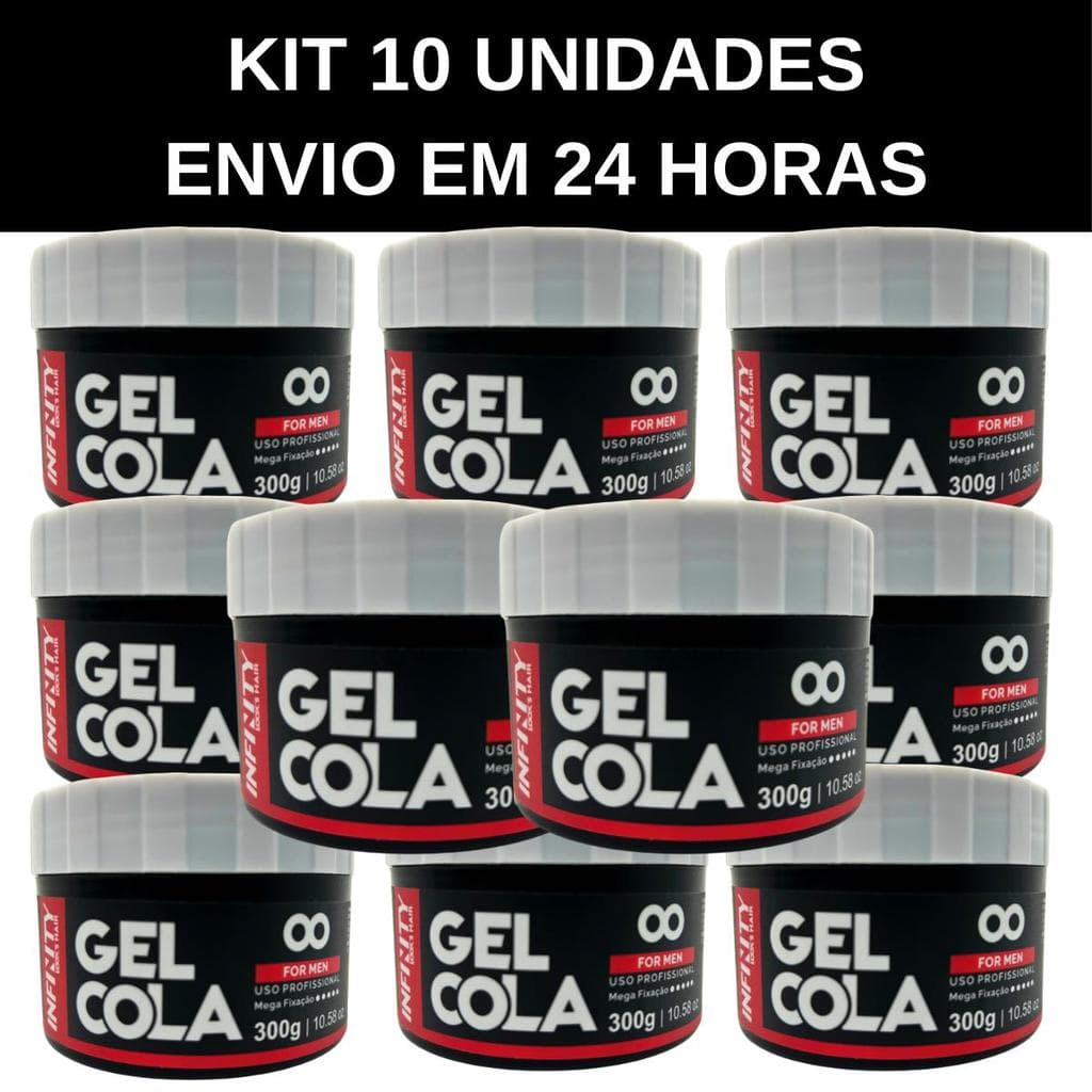 Kit 10 Gel Cola Mega Fixacao Infinity 300g