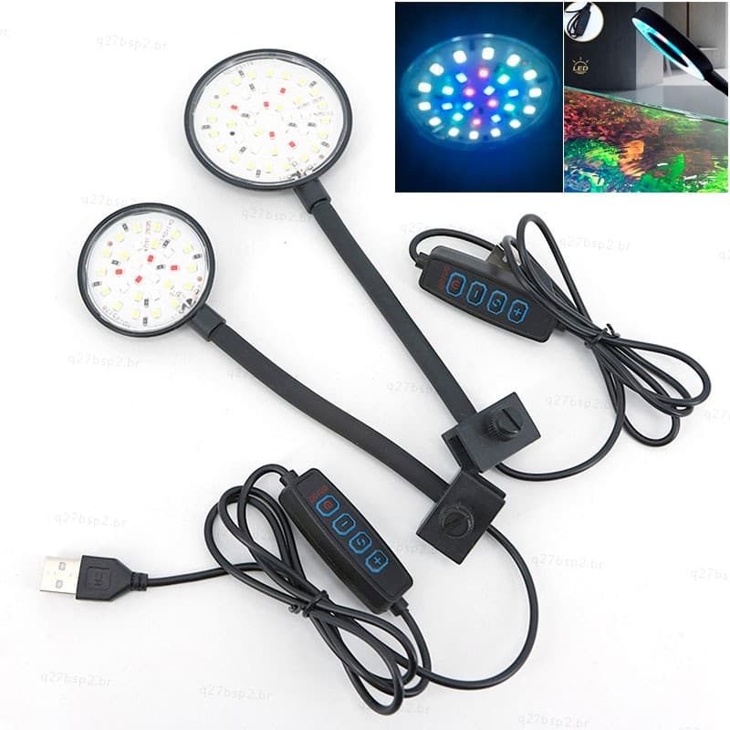 5V USB Luz De Aquário 28/40LED Clipe De Tanque De Peixes Lâmpada Regulável Espectro Completo Para Plantas Aquáticas Cres