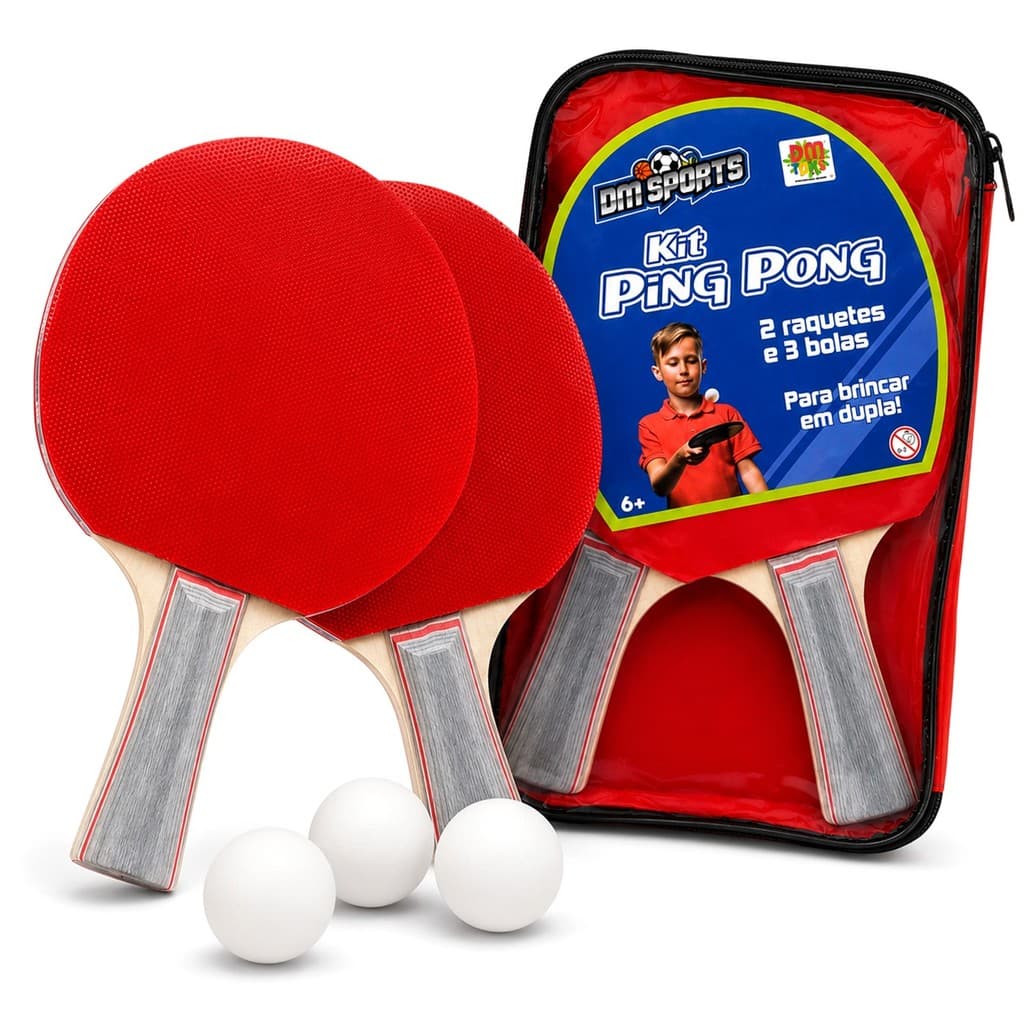 Kit Jogo Tênis De Mesa Infantil 2 Raquetes 3 Bolinhas + Bolsa Portátil De Tênis De Mesa