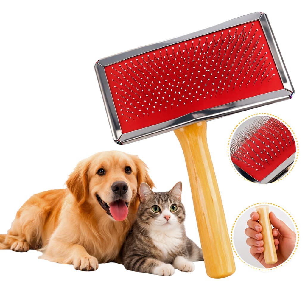 Escova Rasqueadeira para Cães e Gatos  cerdas de inox Prática, Eficiente e Confortável