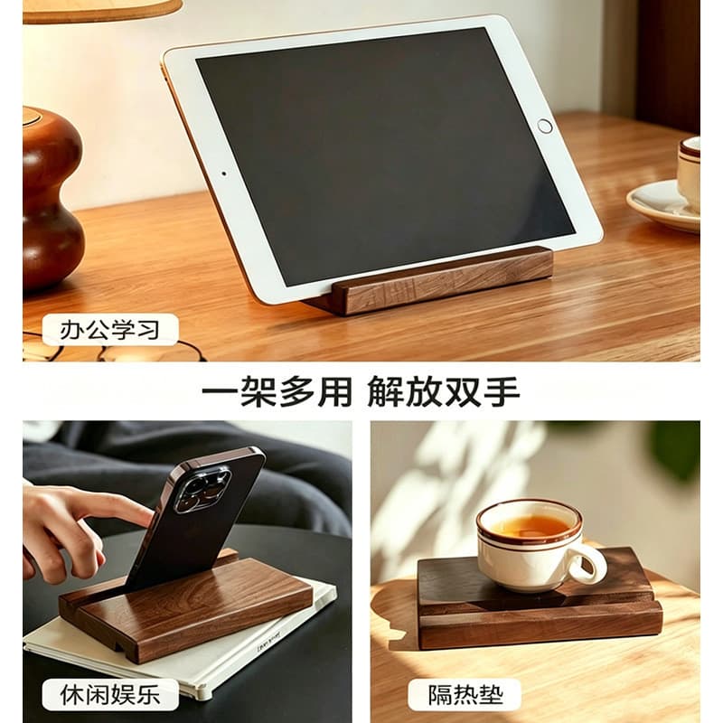Novo suporte do telefone móvel de madeira suporte do telefone móvel faia Tablet Base nogueira preta Slot duplo suporte d