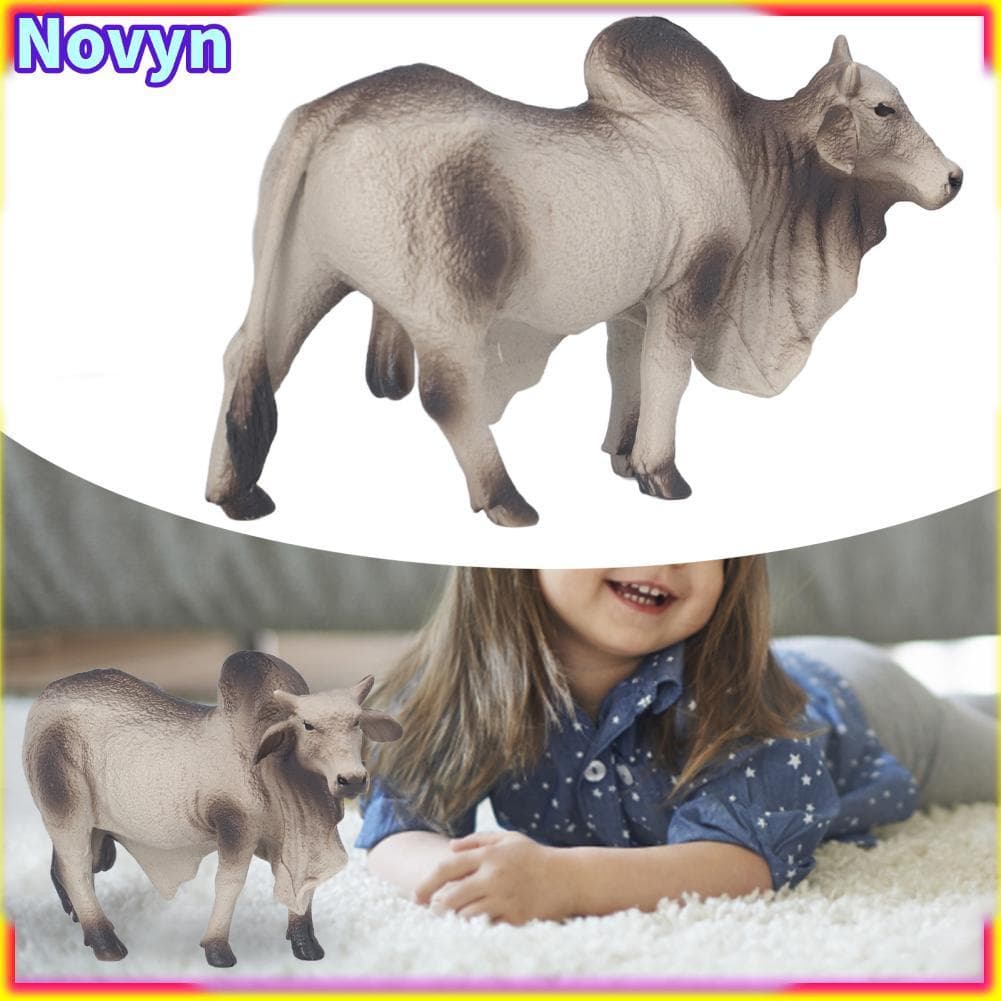 Novyn-br Estatueta de touro de plástico realista simulado modelo de gado de fazenda em miniatura para crianças