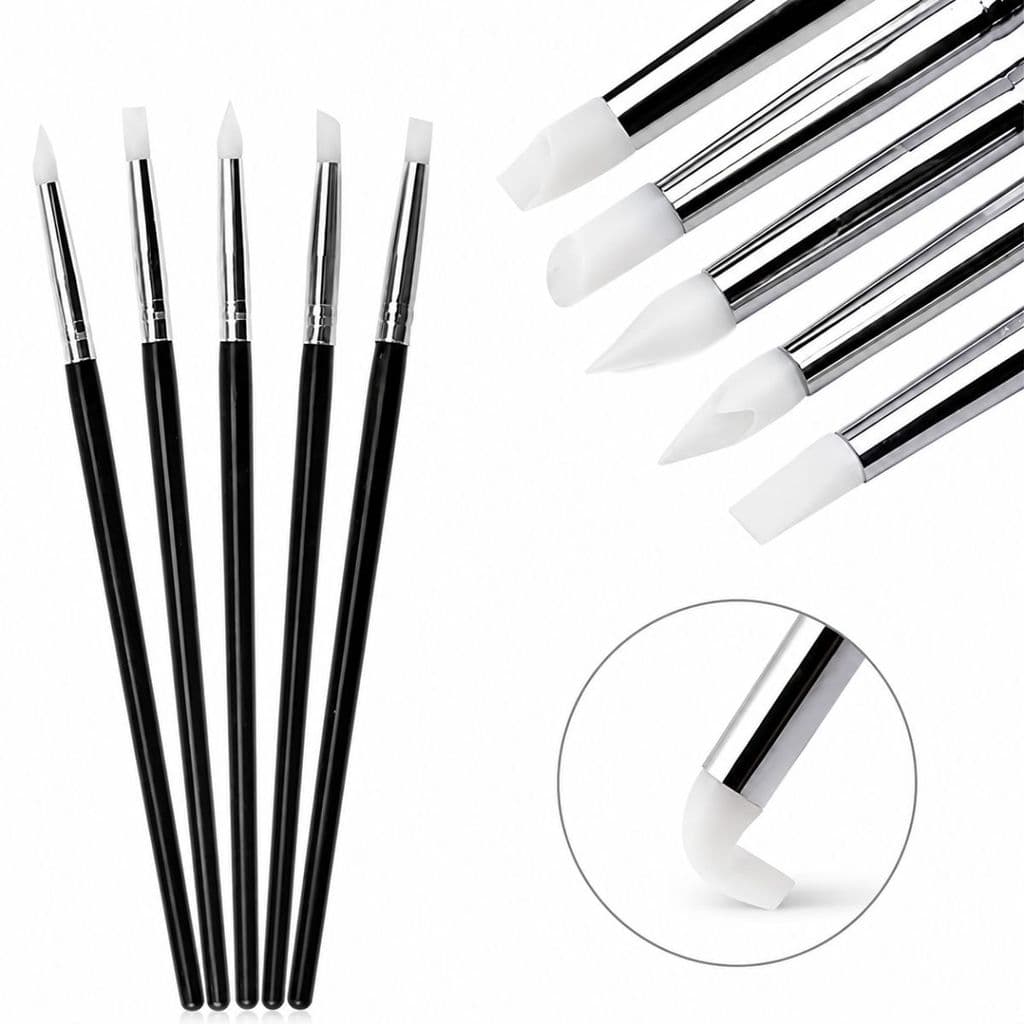 Kit Com 5 Pincéis Nail Art Para Unha Modelagem Em Gel Pincel