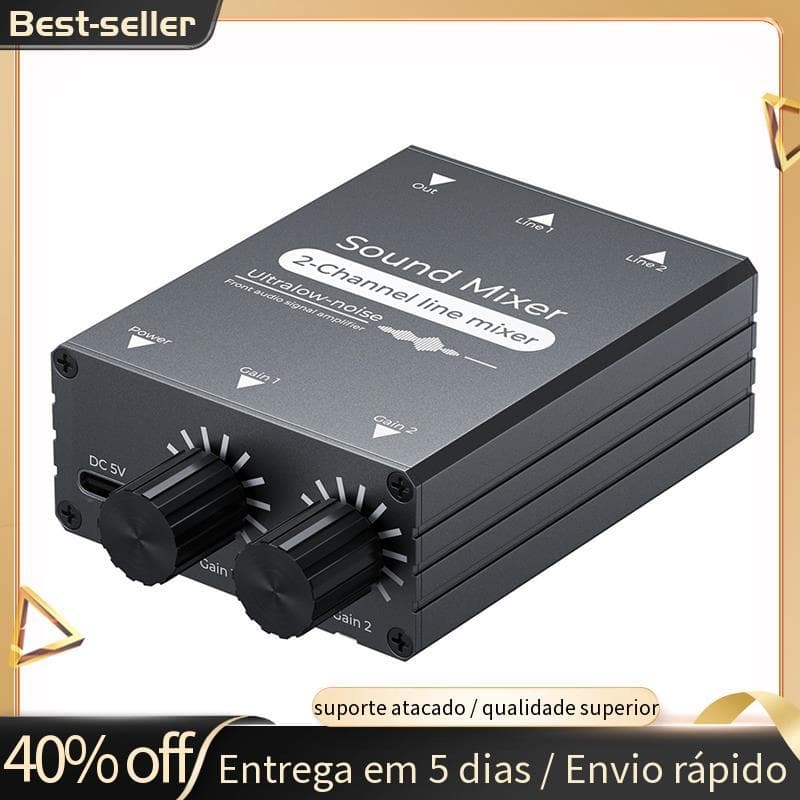 Mixer De Áudio 3.5 Mm 2 Em 1 Saída Switcher Para Jogos Podcast De Voz Etc .