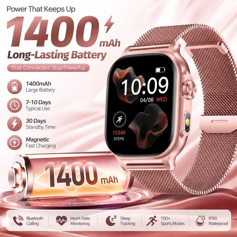 2026 Novo 1400mAh Bateria Grande Relógio Inteligente Lanterna LED Pulseira Monitoramento De Saúde Esporte Smartwatch Par