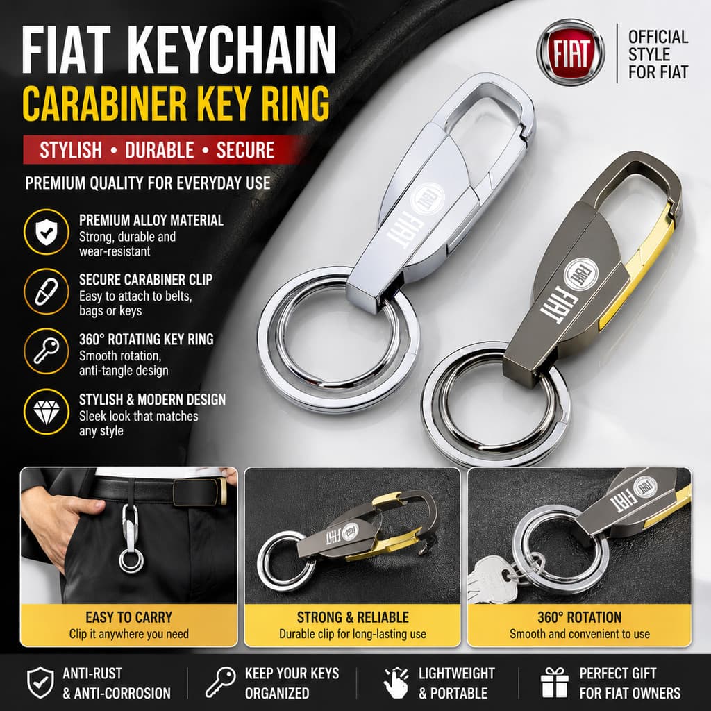 Chaveiro De Carro Universal Mosquetão Clipe De Metal Porta-Chaves Para Fiat 500 Panda Punto Toro Argo Cronos Strada Uno