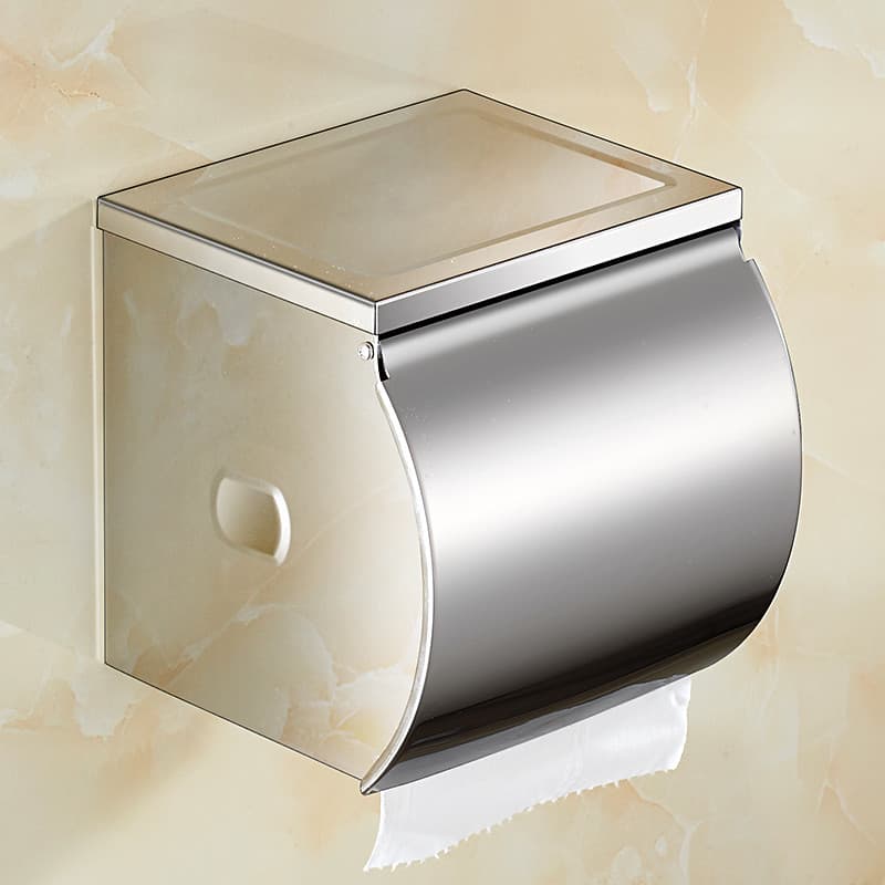 Caixa de papel higiênico comercial 304, aço inoxidável, rolo de papel higiênico, suporte de tecido sem perfuração, caixa