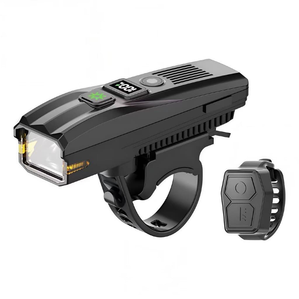 Lanterna Farol Bike Com Buzina USB Controle Remoto S/ Fio Medidor Digital Luz Led Potente Recarregavel
