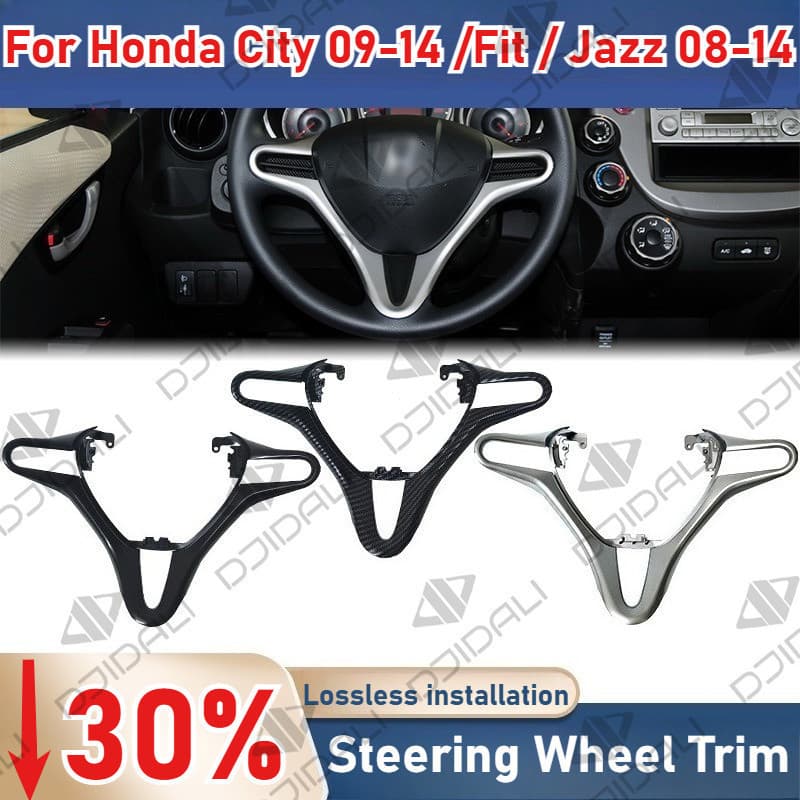 Para Honda City 2009-2014 Fit/Jazz 2008, Capa de Volante de Substituição em Estilo Fibra de Carbono ABS OY8U
