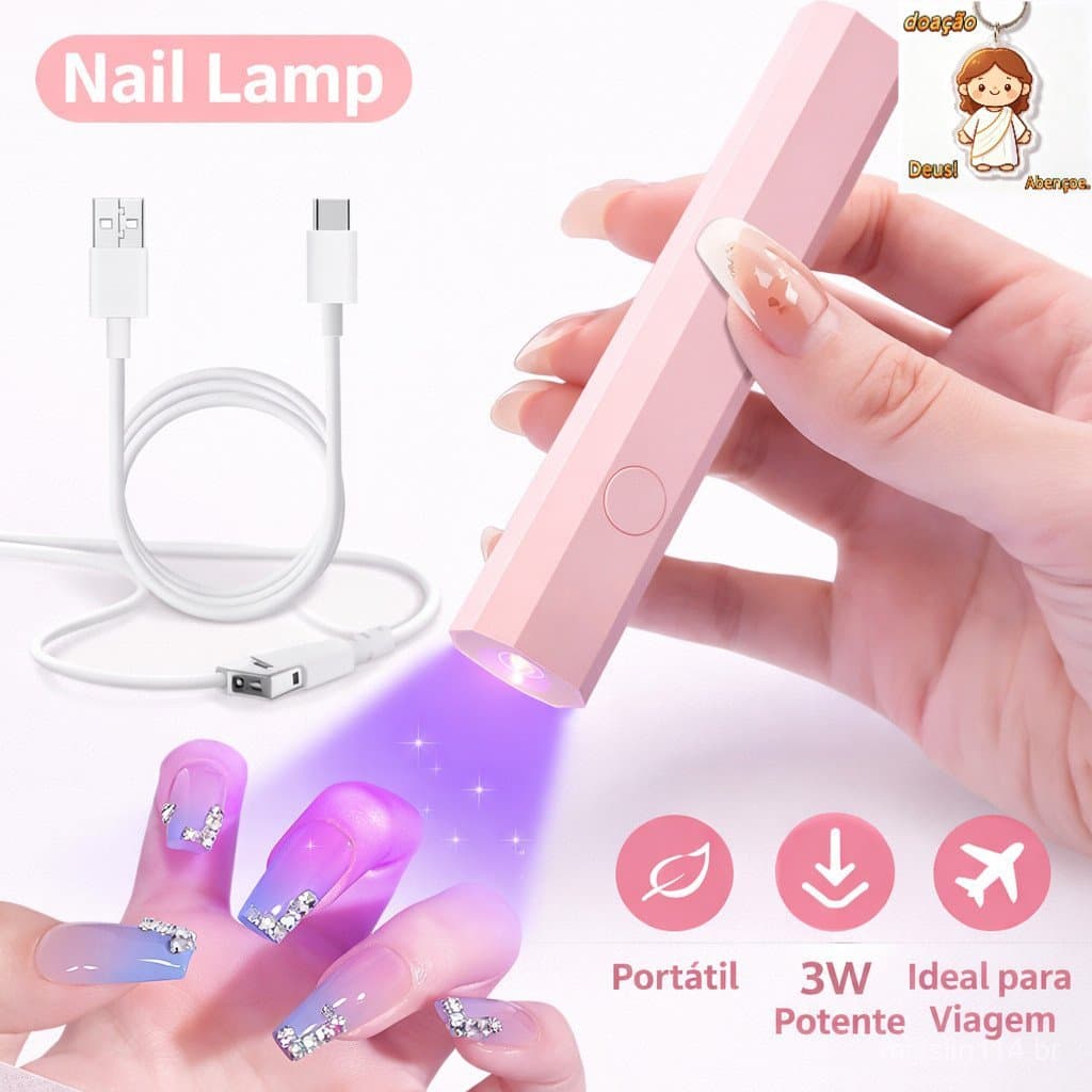 Lâmpada UV LED Mini 3W para Unhas Secagem Rápida Portátil USB