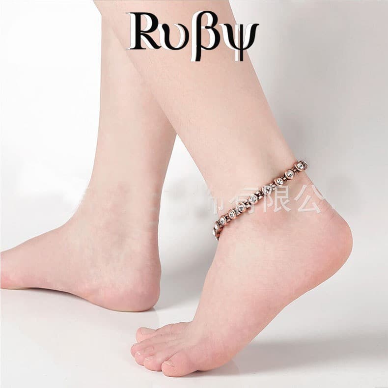 Tornozeleira Ruby* de cobre vermelho puro, estilo luxo leve, tornozeleira com pingente de diamante em forma de gota, cor