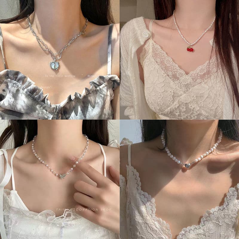 Combinação de vários colares ano feminino Design nicho clavícula corrente simples combinando colar elegante