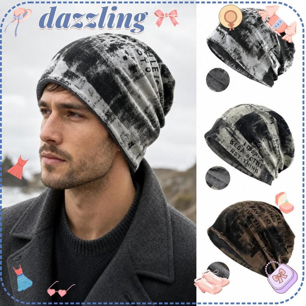 Gorro De Caveira Deslumbrante , Despojado Hip Hop Tie-dye Forrado De Pelúcia Elástico Punk Graffiti