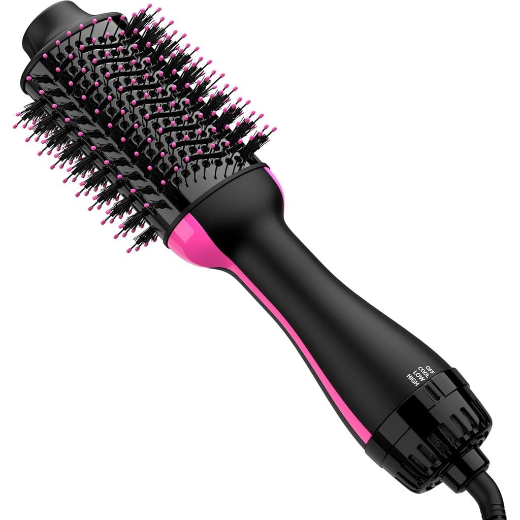 Escova Secadora de Cabelo 4 em 1, Secador e Modelador de Cabelo com Íons Negativos, Anti-frizz, Barril de Cerâmica e Tit