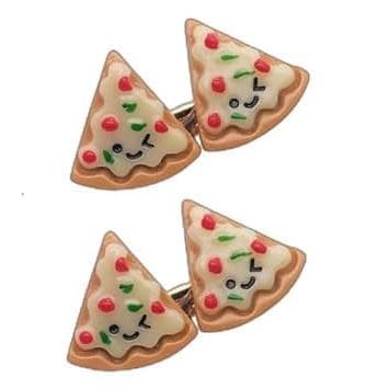 2 Peças de Acessórios de Cabelo Coloridos e Divertidos com Formato de Pizza Sorridente, Presilhas de Cabelo com Tema de