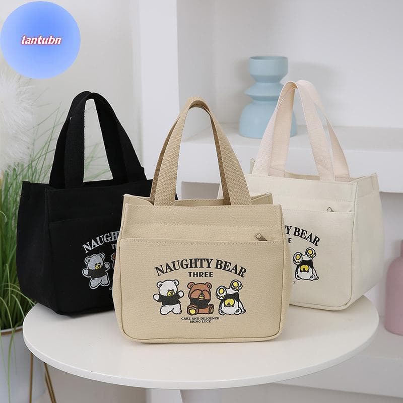 LANTUBN Cartoon Cute Impresso Padrão Lona Versátil Bolsa Trabalhador De Escritório Almoço Sacola BR