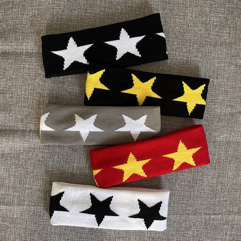 K malha absorvente de suor estrela de cinco pontas bandana verão correndo Fitness Yoga bandana alta elástica
