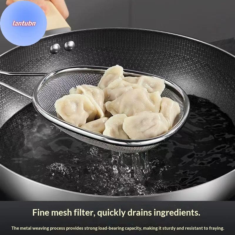 LANTUBN 304 Aço Inoxidável Alça Longa Colher Filtro Resistente À Deformação Peneira De Malha Fina Para Fritar Alimentos