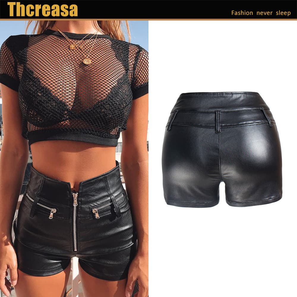 [Novo produto] Shorts de couro de alta elasticidade, Slim fit, levantamento de quadril, calças femininas [venda quente]