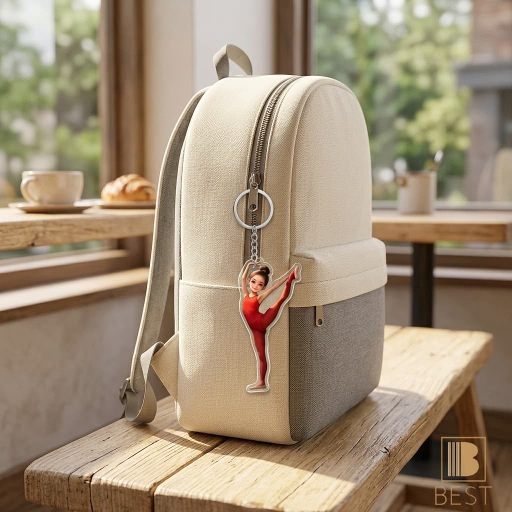 Acrílico Gymnast Girl Chaveiro Dupla Face Impressão Anel De Metal Ornamento De Mochila De Carro