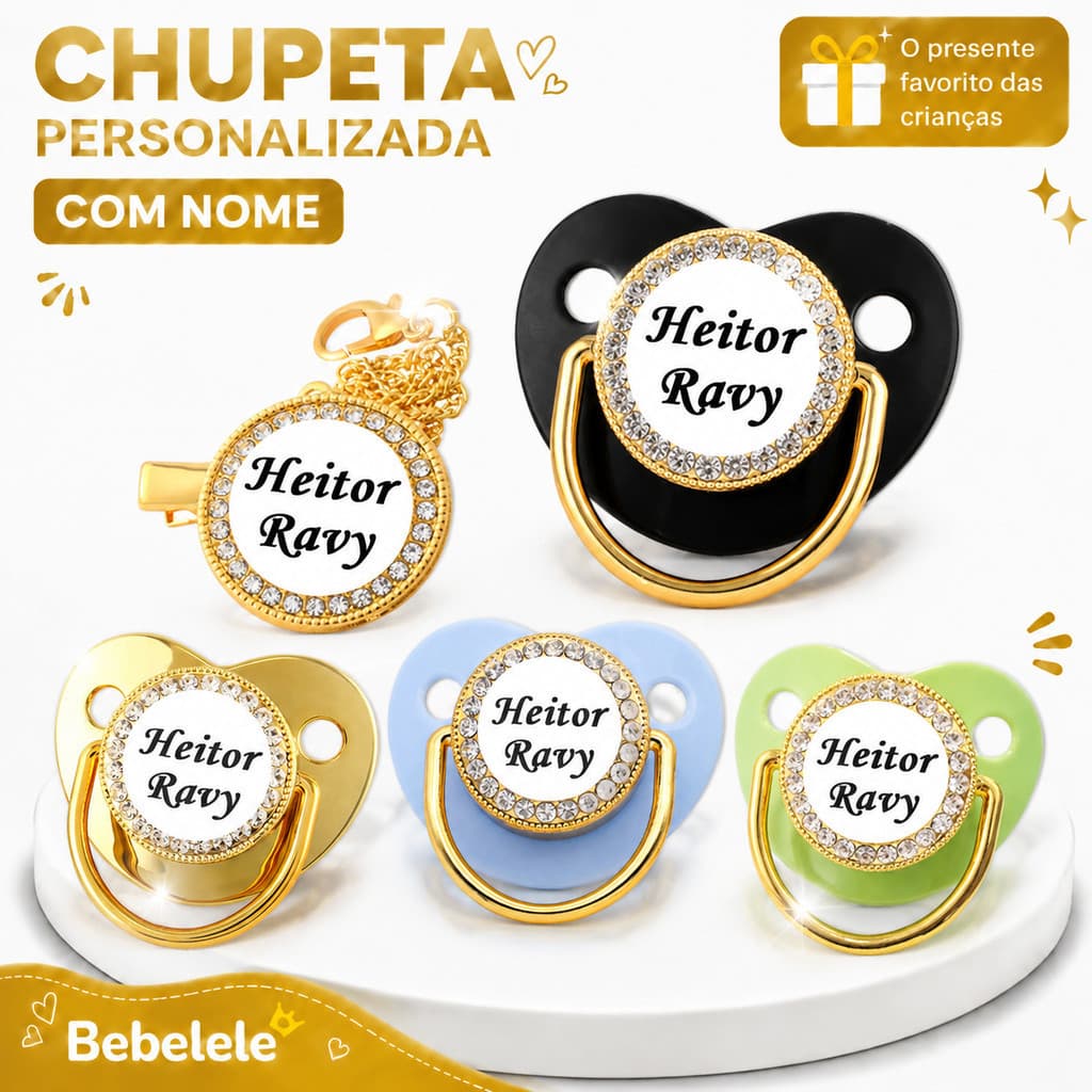 Chupeta plana para bebê, com prendedor de chupeta, personalizada, suporte para chupeta 7BGZ