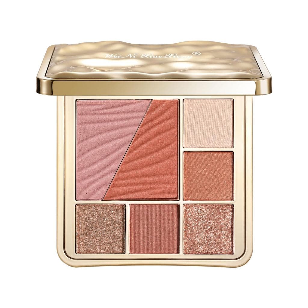 Paleta de Sombras Tudo-em-Um, Paleta de Sombras para Olhos com 7 Cores, Sombras Brilhantes, Matte, Cintilantes, Blush, P