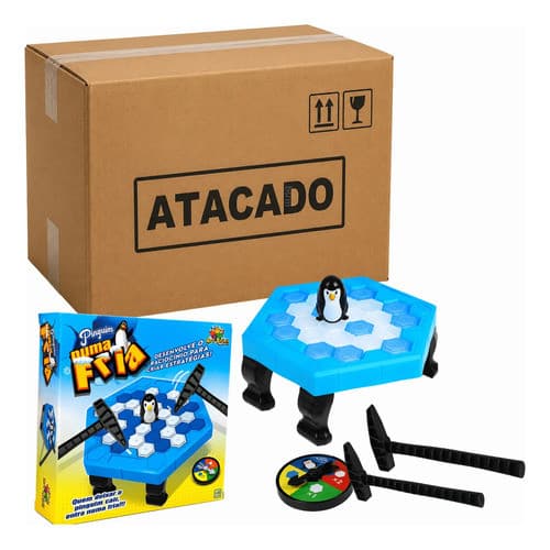Atacado kit 24 Pinguim Numa Fria Jogo Quebra Gelo Brinquedo Infantil Jogo Mesa Revenda Caixa Fechada