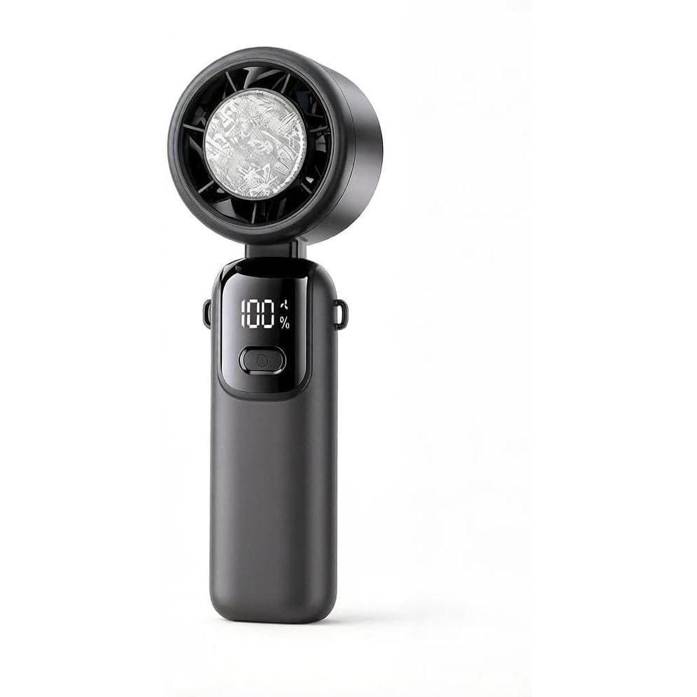 Ventilador Portátil com Resfriamento a Gelo, USB, Display Digital, Dobrável, Alta Velocidade, Turbina Potente, Design de