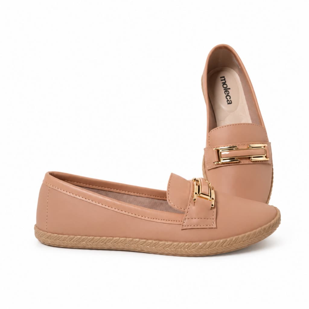 Sapatilha Feminino Mocassim Moleca Napa Sardenha Fivela