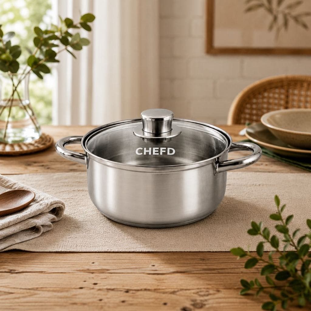 Panela Caçarola em Aço Inox e Tampa de Vidro Com Acabamento Premium Indução 18cm 2L