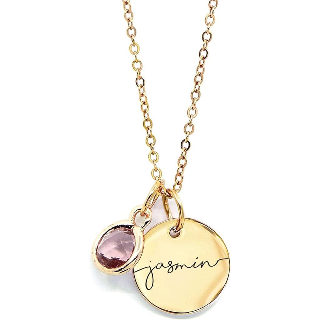 Colar Personalizado com Pedra do Mês de Nascimento para Mulheres, Colar com Nome e Pedra do Mês de Nascimento Personaliz