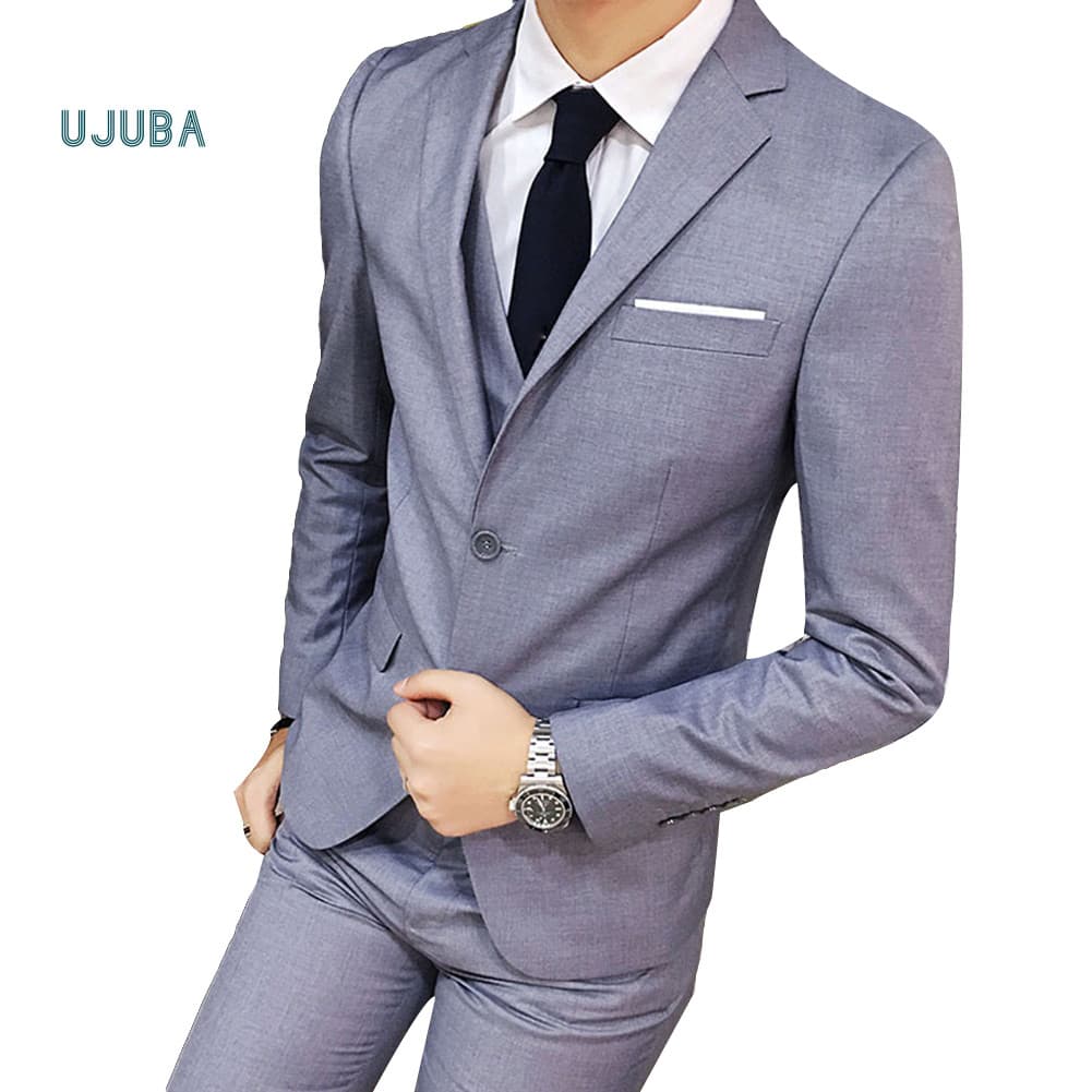 Ujb Conjunto De Três Peças Plus Size Para Casamento E Negócios Masculino Terno Formal Colete Blazer Calças