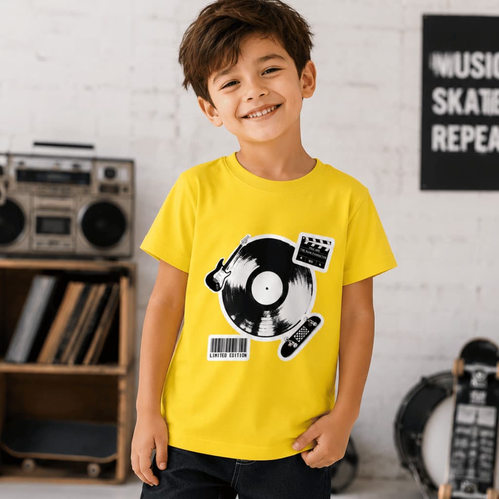 Camiseta Infantil Vinil Guitarra Skate Música Rock Alternativo 100% Algodão