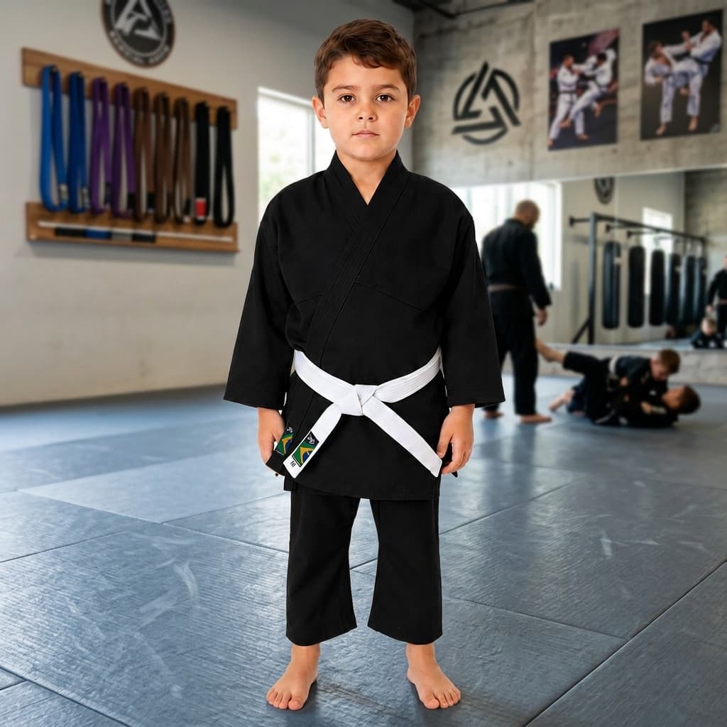 Kimono Infantil Jiu Jitsu E Judô Reforçado 100% Algodão Sarja 300g C/ Faixa Infantil Inclusa