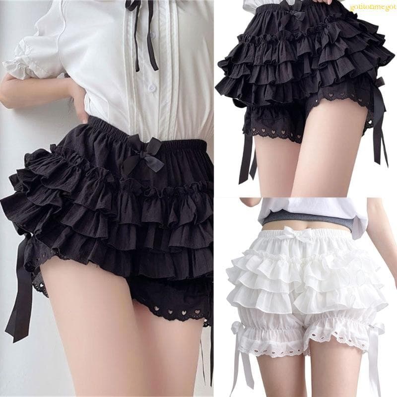 gotitonmegot Shorts Femininos Lolitas Bloomers Babados E Fadas Várias Camadas, Para Meninos
