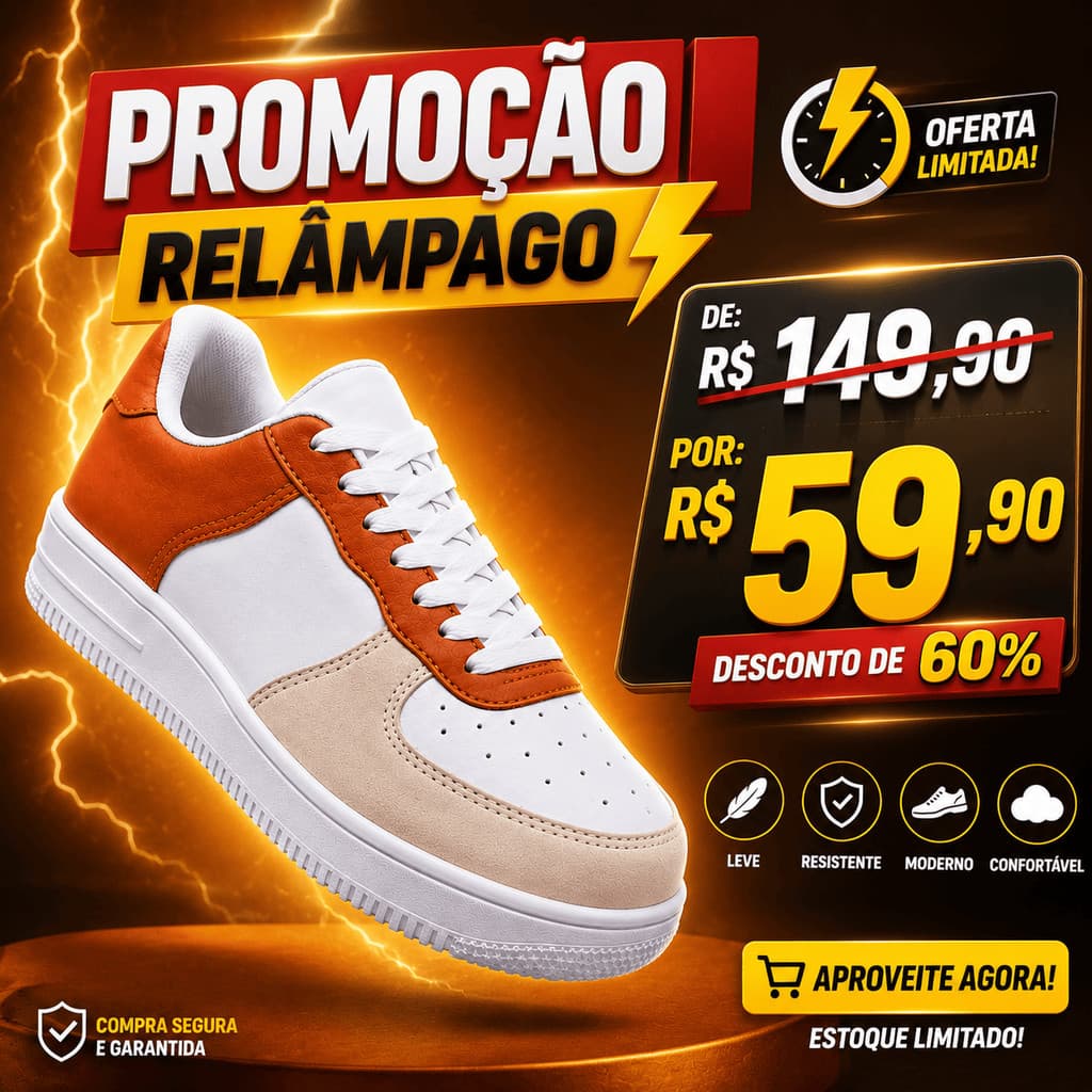 Tenis Feminino Casual Branco Retrô Clássico Original Force Leve e Confortável