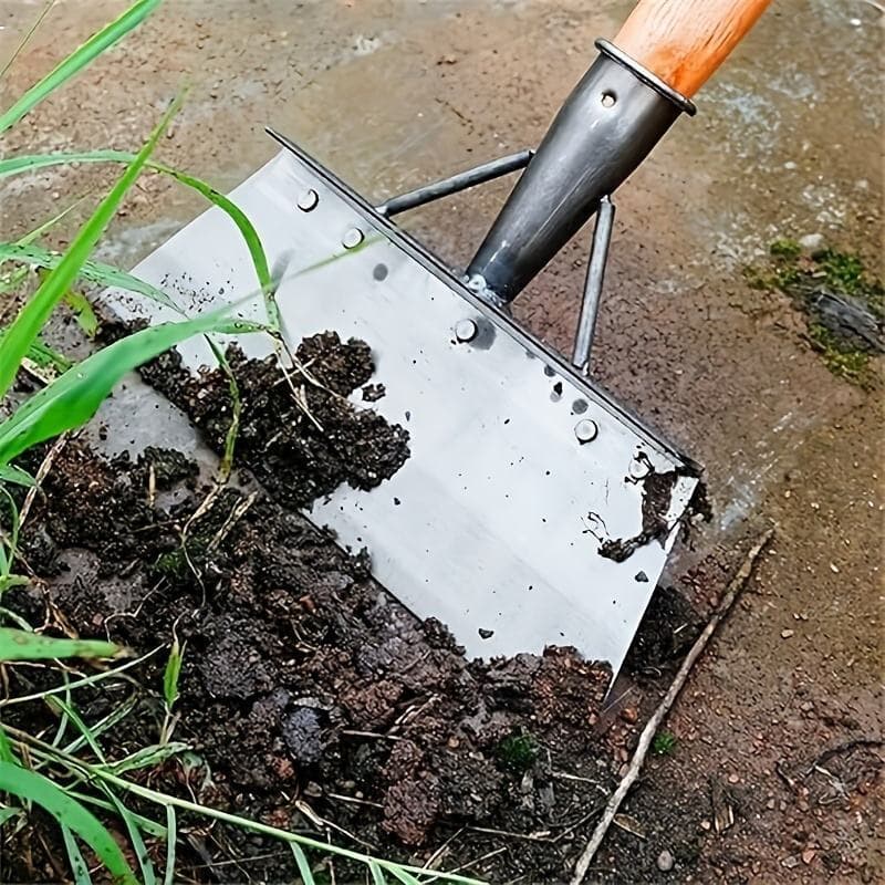 ​Pá Multifuncional Raspadora Limpeza Jardim Quintal Capina Aço Resistente Sem Cabo
