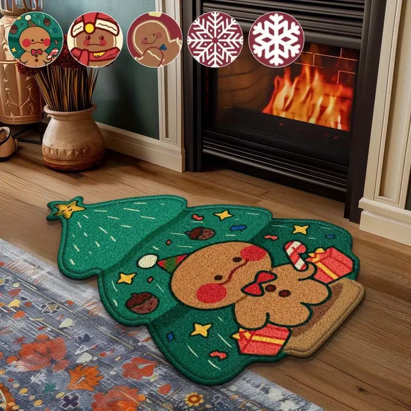 [Novo produto] Tapete criativo de imitação de caxemira de Natal em formato especial para sala de estar Tapete de entrada