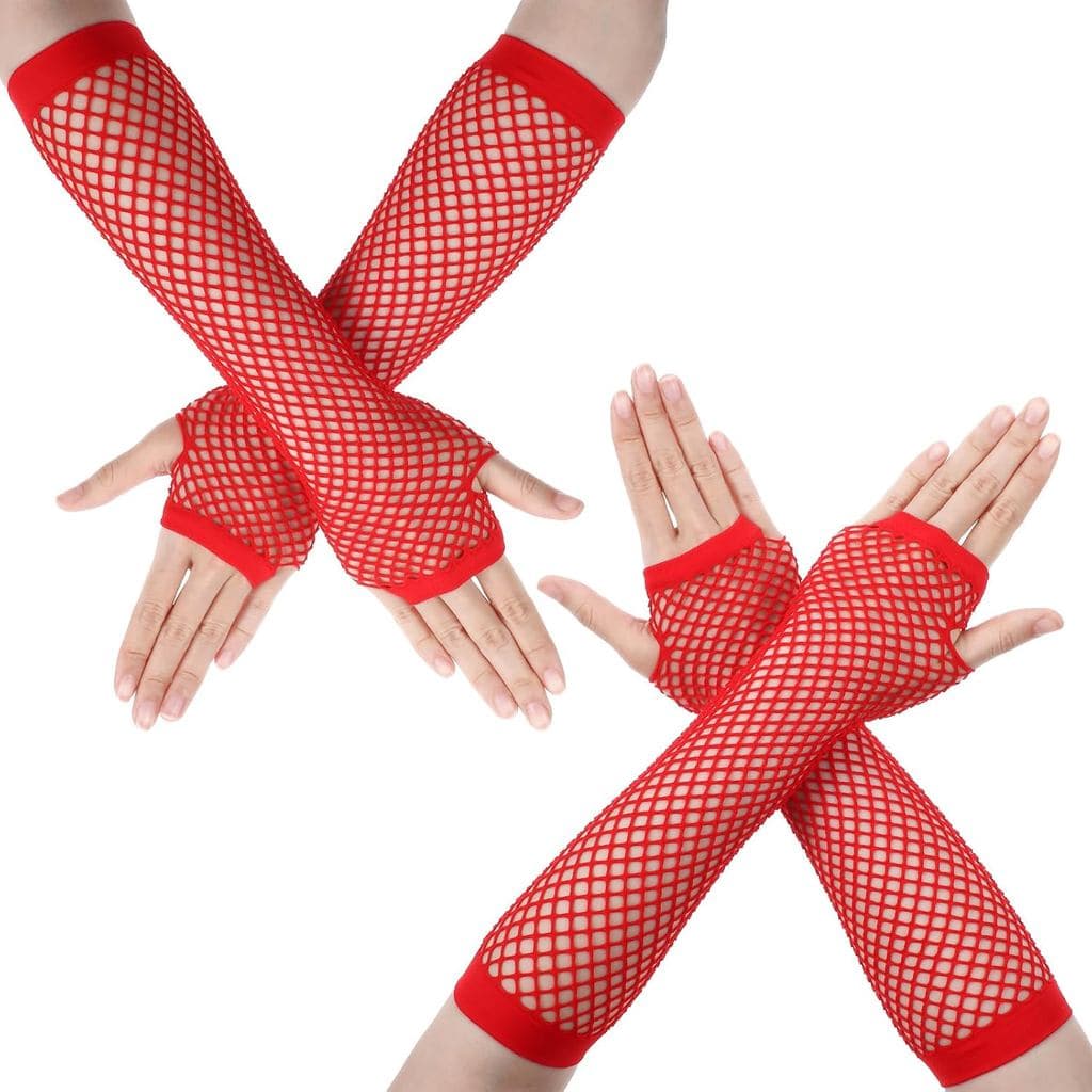 Psyqtsuary 2 Pares de Luvas de Rede Sem Dedos, Mangas de Rede, Luvas Longas de Malha de Rede para Mulheres, Homens, Meni