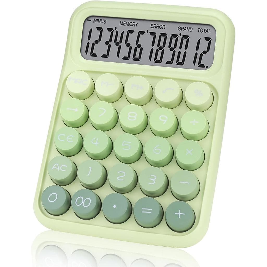 Calculadora com Interruptor Mecânico, Botões Grandes, 12 Dígitos, Grande Display LCD, Calculadora de Mesa Rosa Bonita, M