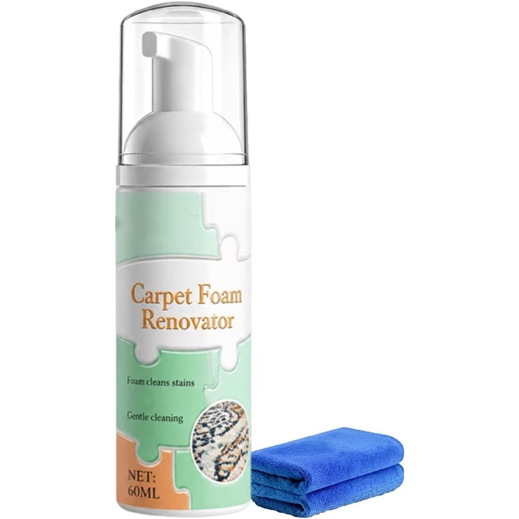 Removedor de Manchas para Carpete Sem Água com Toalha, Renovador de Carpete em Espuma, Limpador Profundo de Carpete, par
