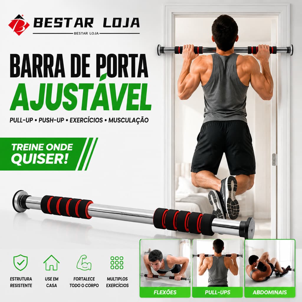 BESTAR Barra Fixa De Porta Flexão Exercícios Musculação Ajustável