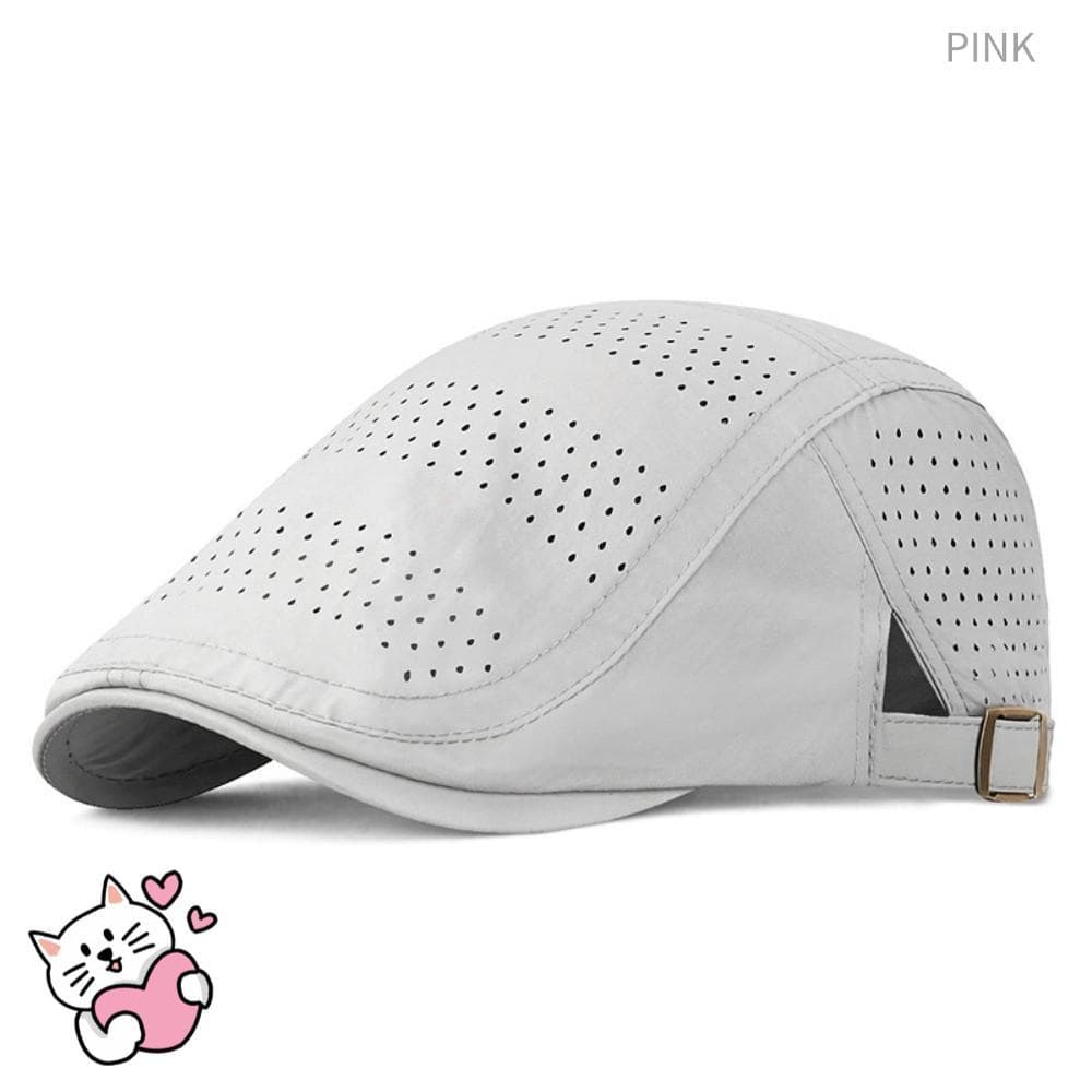 PINK1 Boné Plano Masculino , Ajustável De Cor Sólida , Chapéu De Hera Respirável De Malha De Secagem Rápida Ao Ar Livre