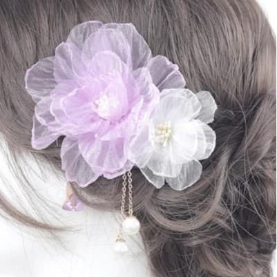 Presilha de Cabelo Bico de Pato com Flor em Organza para Franjas Laterais, para Mulheres e Meninas, Estilo Diário de Pri