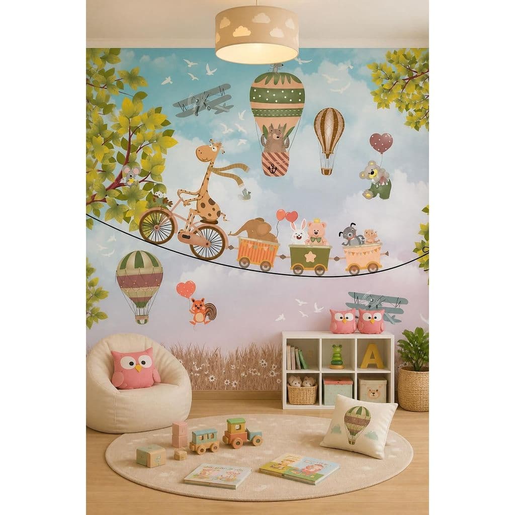 Papel de Parede Infantil Animais e Bicicletas AL 24