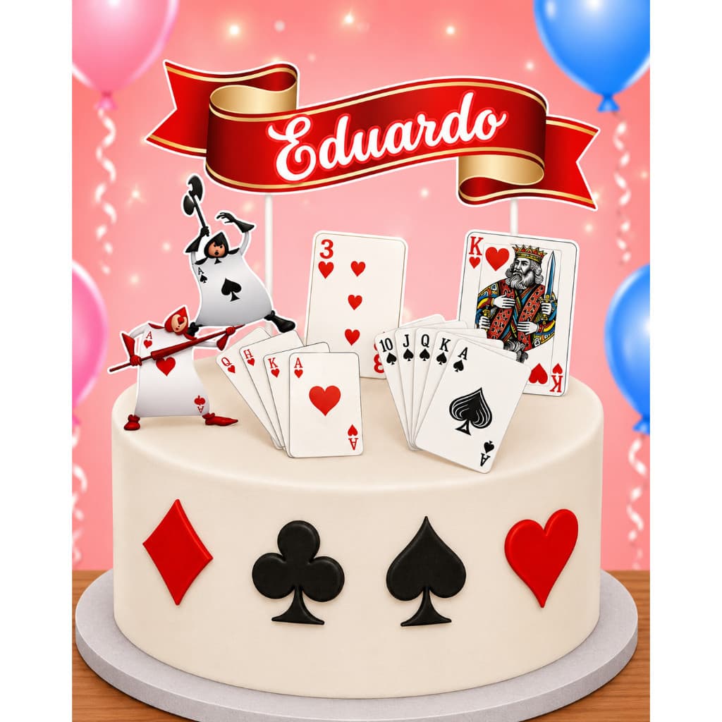Topo Topper De Bolo Personalizado Nome Baralho Jogo De Carta