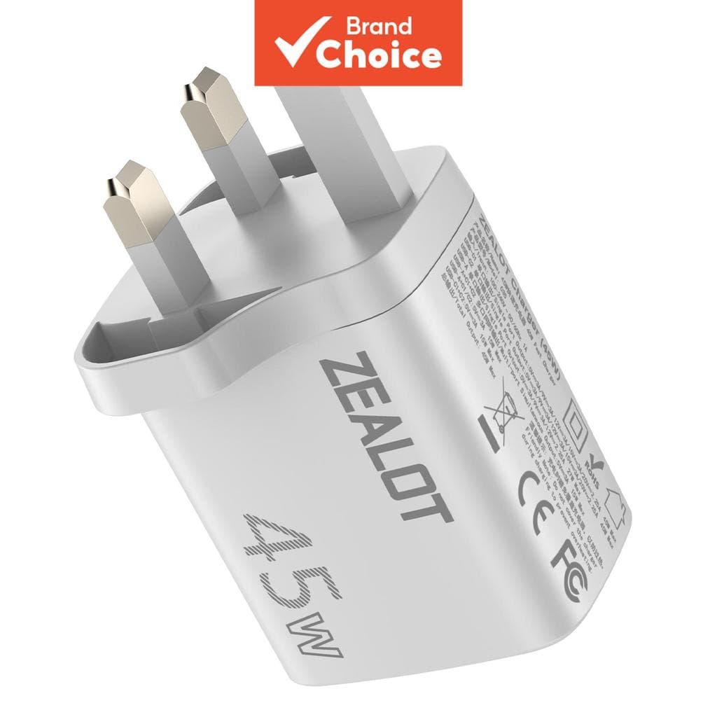 Adaptador ZEALOT C35 Plug UK 45W 2C1A, tomada local, compatível com alimentação inteligente e carregamento estável para
