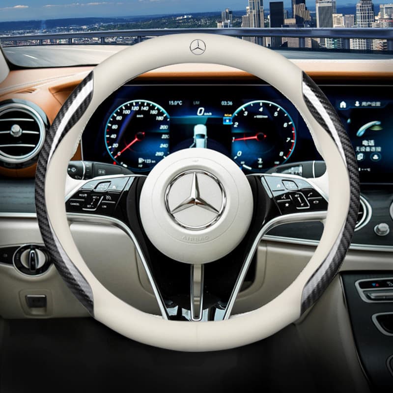 Capa de volante de carro nova para Mercedes Benz W202 AMG W203 G63 C Coupe E200 GLB E B Carro 38cm de diâmetro, capa de