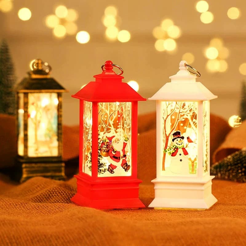 Luz De Vento De Natal Papai Noel Boneco De Neve Lanterna Vela Pequena Noite Lâmpada Ornamento De Árvore Decoração De Mes