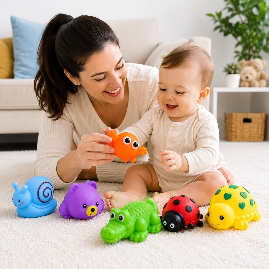 Brinquedo de Banho para Bebê Kit 6 Peças Bichinhos Animais Coloridos Infantil para Banheira